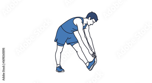 Man Stretching Forward Bend Exercise Illustration.
