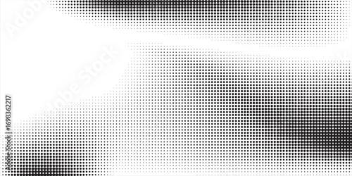 Modern halftone faded gradient texture. Grunge halftone grit background. White and black sand noise wallpaper. Retro pixilated vector backdrop.Eps 10