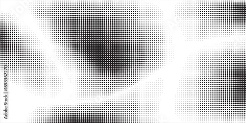 Modern halftone faded gradient texture. Grunge halftone grit background. White and black sand noise wallpaper. Retro pixilated vector backdrop.Eps 10