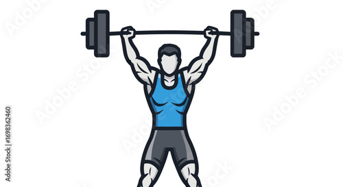 Man Lifting Heavy Weightlifting Barbell.