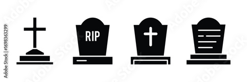 Tombstone flat vector icons. Rip grave vector icons set . Tombstone icon symbol vector illustration  . eps 10