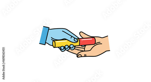 Hand-to-Hand Transfer of a Medical Item in Gloves.