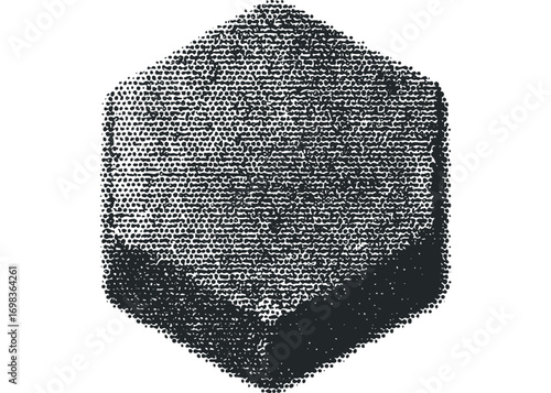 Halftone cube shape on transparent background image