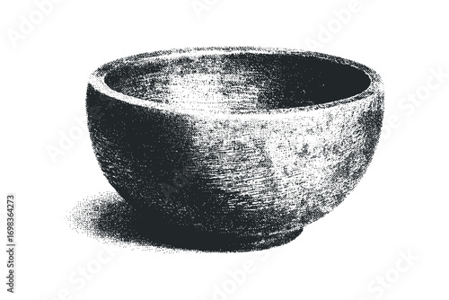 Textured bowl in monochrome graphic style