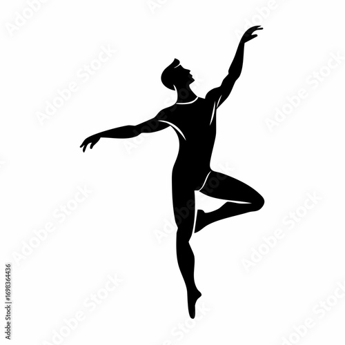 Vector art of silhouette of a male ballet dancer performing a graceful pose