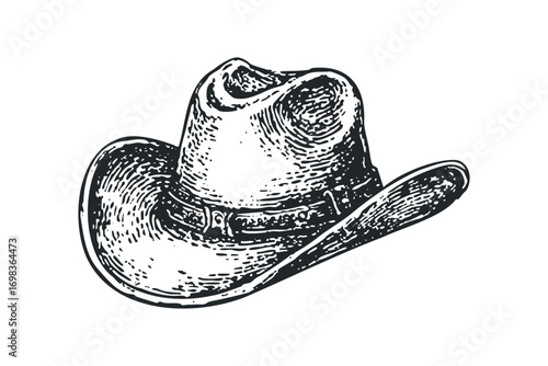 Vintage cowboy hat on transparent background, Western accessory