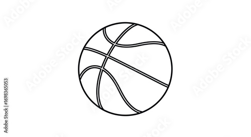 Black and White Outline of a Basketball.