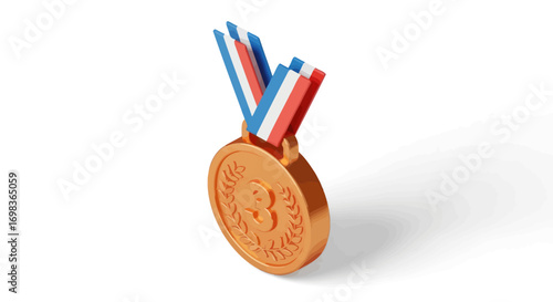 Golden Medal with Red White and Blue Ribbon.
