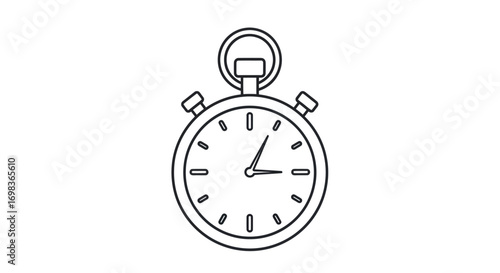 Simple Outline of a Classic Stopwatch with Detailed Features.