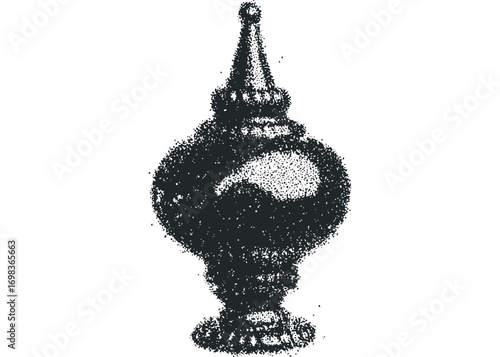 Ornamental finial with textured stippling effect