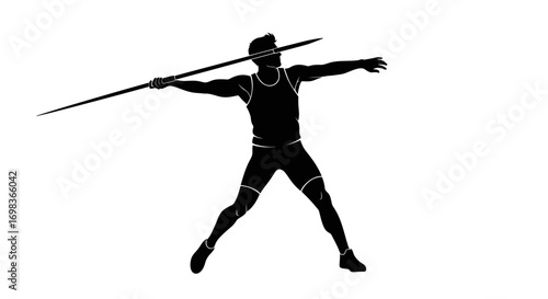 Male Javelin Thrower Athlete Silhouette in Action.