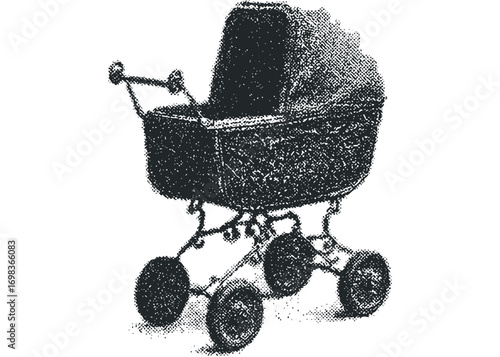 Vintage pram on transparent background image