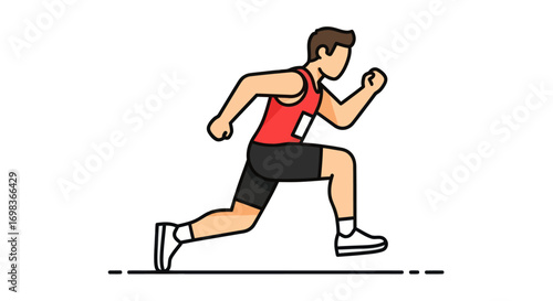 Line art illustration of a male runner sprinting.