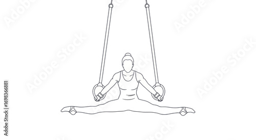 Gymnast Performing Split on Gymnastics Rings.