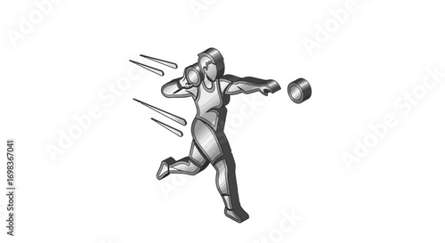 Female Discus Thrower in Action.