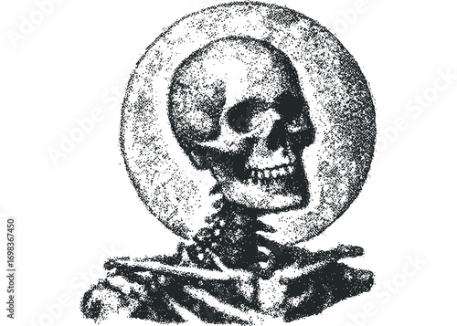 Distressed skull with halo transparent