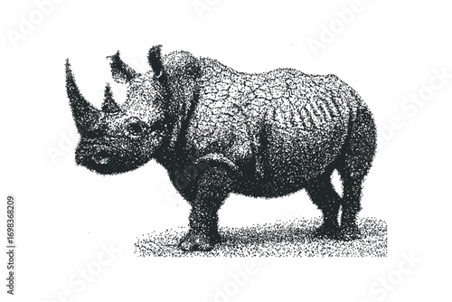 Stippling of a Rhino Standing
