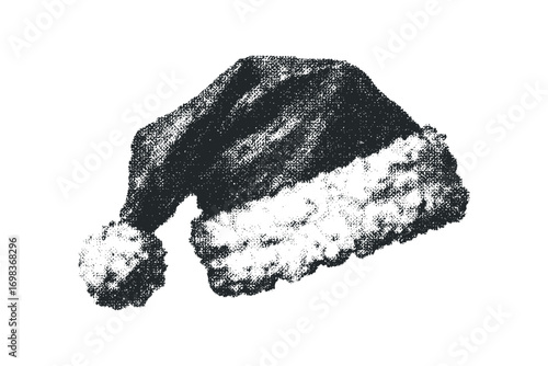 Santa hat image with fuzzy trim and pompom detail