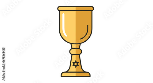 Golden Chalice with Star of David Symbol Vector Illustration.