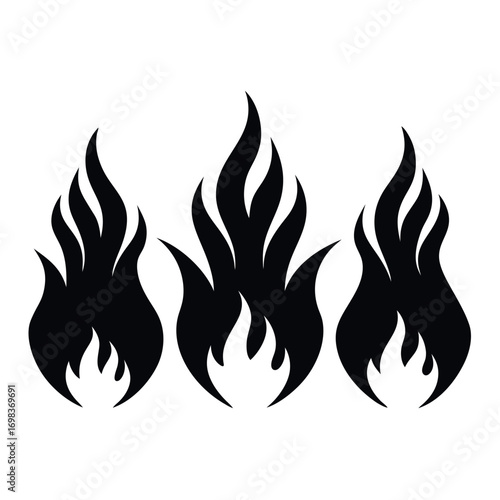 a-set-of-three-horizontal-rows-of-stylized-flame-s.eps