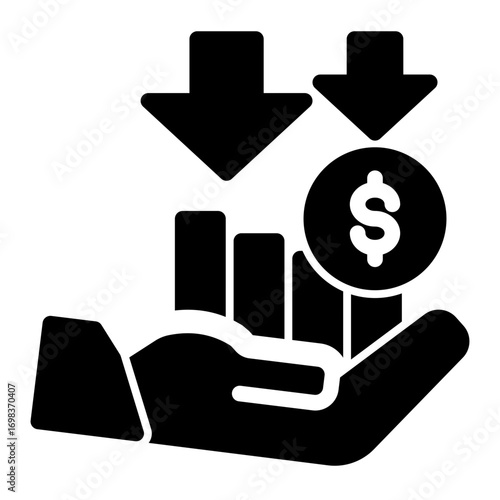 Financial Decline Reduction Setback icon from the Financial Projection icon collection (Glyph Style)