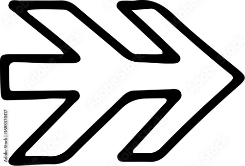 Outlined Directional Vector Arrow Pointing Right Graphic