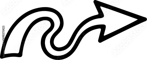 Curved arrow pointing right, path forward