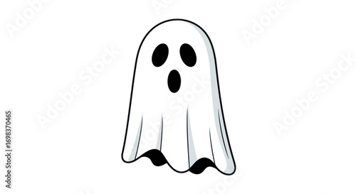 Cartoon Ghost with Black Eyes and Mouth Halloween Decoration.