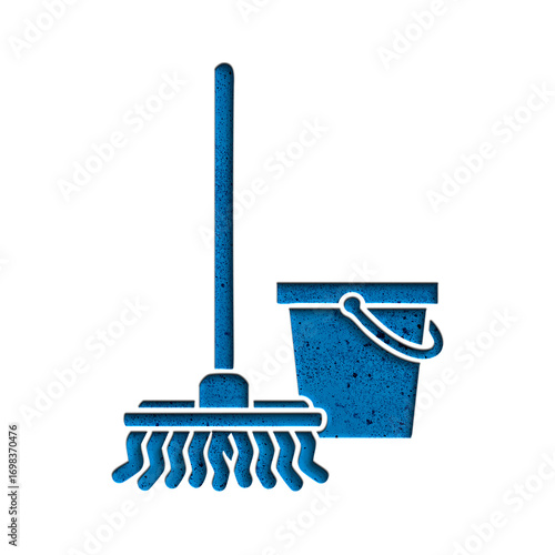 blue mop and bucket cleaning tools clip art preview