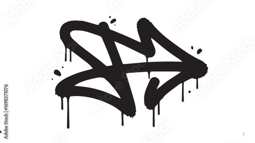 A black and white graffiti-style arrow design on a white background.