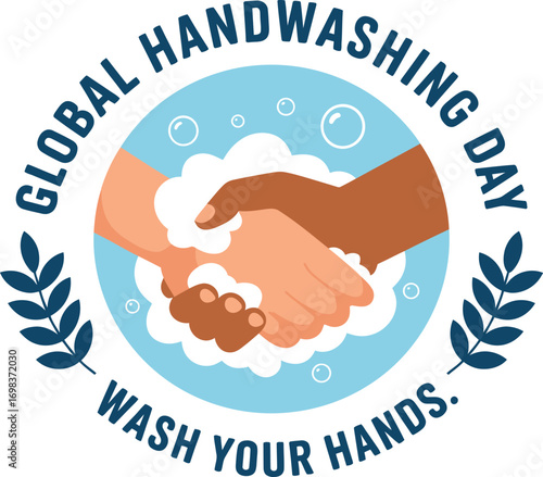 Hands washing with soap, promoting global health and hygiene awareness.