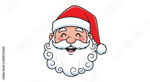 Cartoon Illustration of Santa Claus with Cheerful Expression.