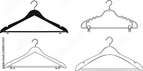 Collection of diverse clothing hangers for organized storage and display