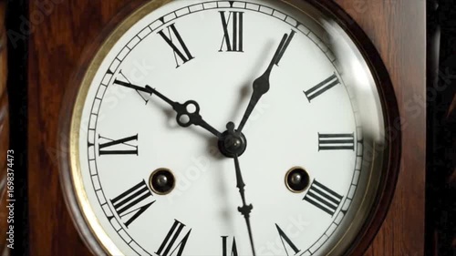 Wallpaper Mural Wooden antique clock face with roman numerals. Suitable for vintage design projects, timerelated concepts, history illustrations, and antique collections. Torontodigital.ca