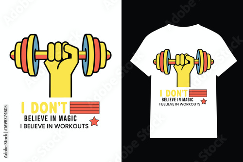 Hand holding a dumbbell with motivational text for workout and fitness enthusiasts