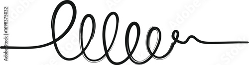 Elegant single line doodle forming a wave-like spiral on white background