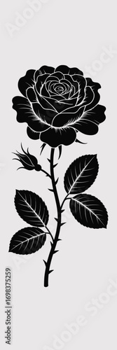 Stylized black rose illustration vector graphic scalable eps icon for general use silhouette vector illustration white background
