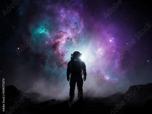 Humanity in the Nebula: Lone Astronaut under Cosmic Lights / 성운 속의 인류: 우주 빛 아래 고독한 우주인