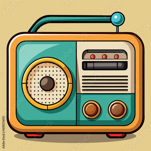 Cartoon classic radio illustration art	
