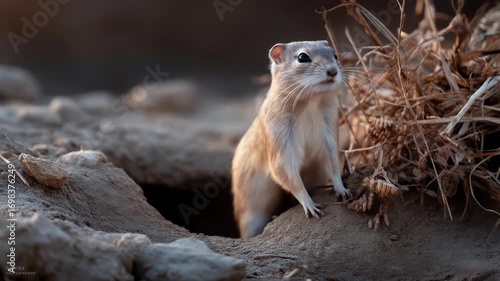 Wallpaper Mural Small rodent peeking from burrow in sandy terrain Torontodigital.ca