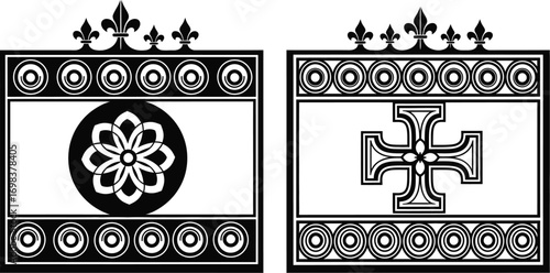 Ornate decorative frames with floral and cross motifs, a symbol of heritage and artistry