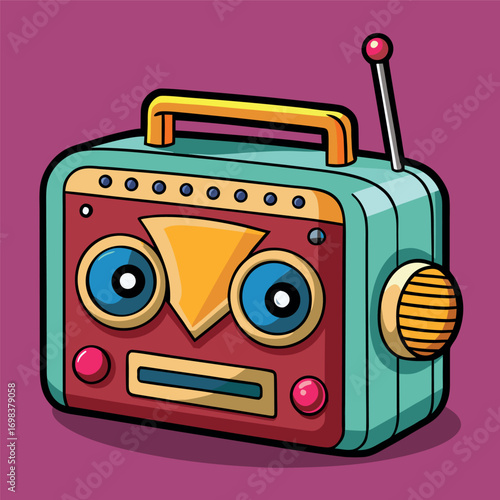 Cartoon classic radio illustration art	
