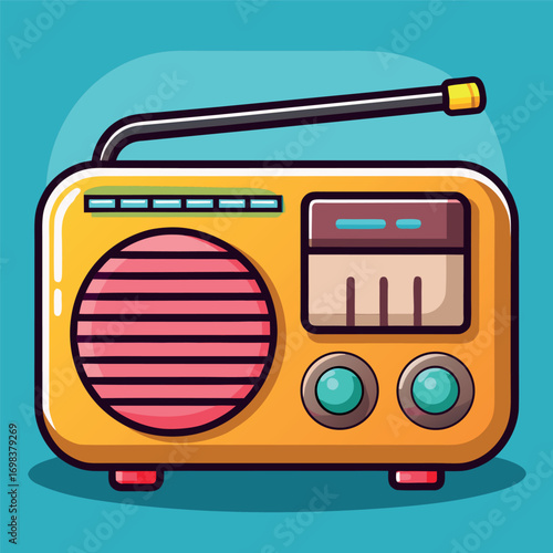 Cartoon classic radio illustration art	
