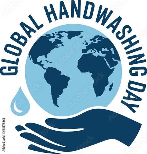 Global handwashing day promotes hygiene with earth and water drop symbol