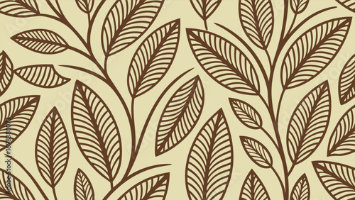 Seamless pattern of interwoven vines and leaves in a classic vintage Arts and Crafts style