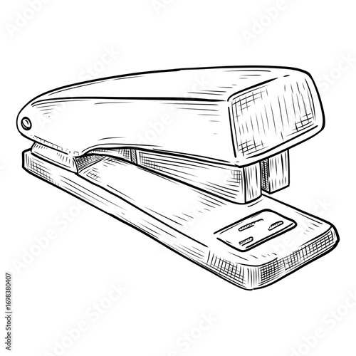 Hand drawn sketch stapler stationery illustration isolated on white background