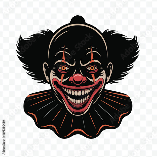 Creepy Clown Face Illustration