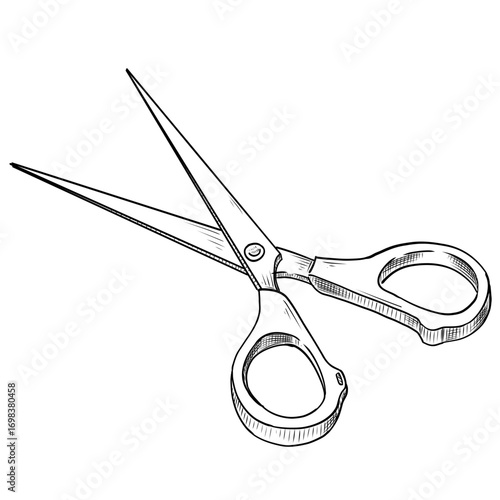 Hand drawn sketch scissors illustration isolated on white background