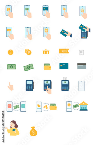 Mobile Payment and Finance Icon Set Collection