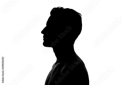 Silhouette of a man isolated on transparent background in a profile view